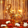 Heavy Brass Elephant Diya with Bell – Handcrafted Decorative Oil Lamp (10.5 Inch)