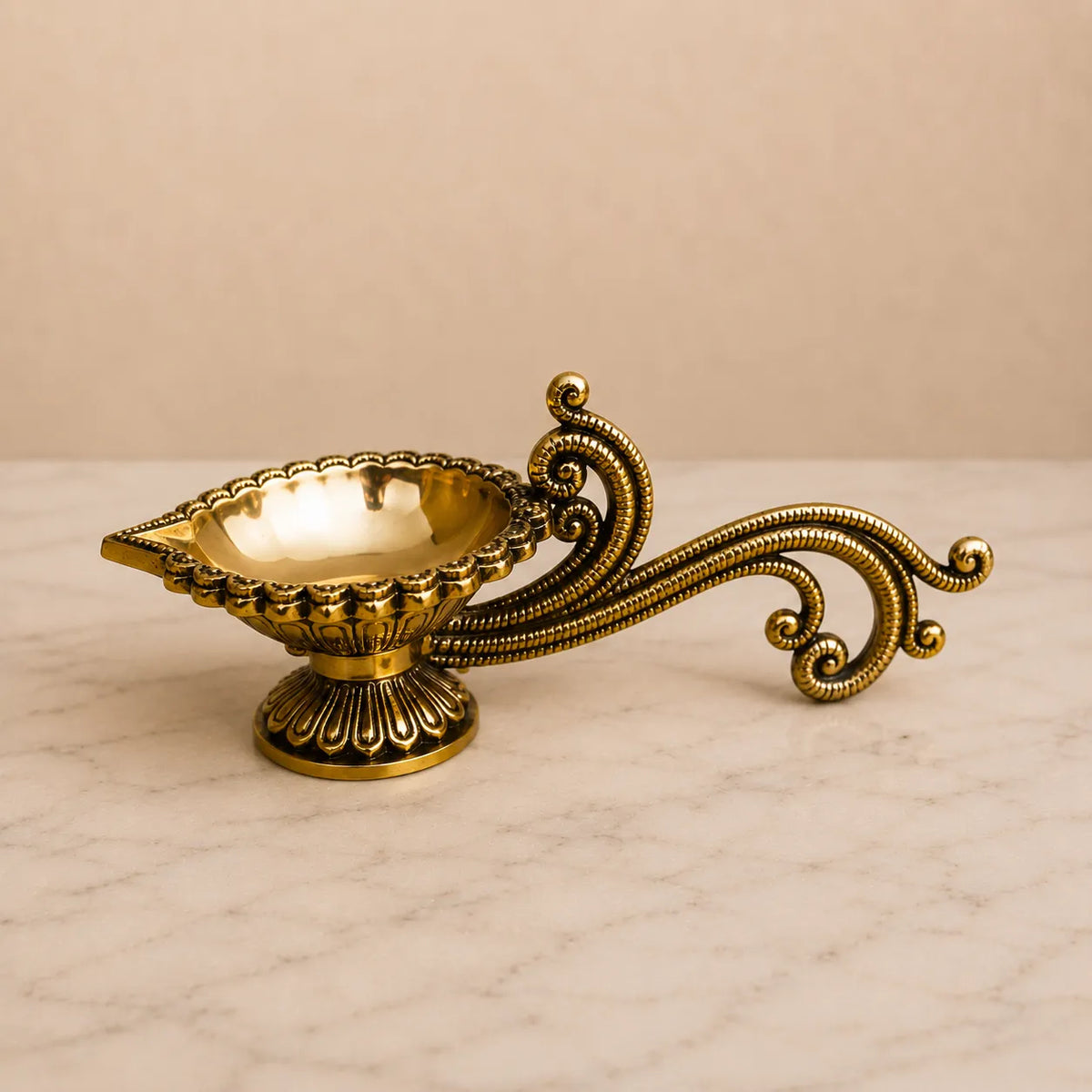 RoyalStuffs Heavy Brass Diya Aarti Lamp – Traditional Oil Diya for Pooja & Worship Prayer