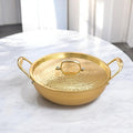 Hammered Brass Kadhai with Lid & Tin (Kalai) Coating – Traditional Heavy Brass Cooking & Serving Kadhai | 3 Sizes | RoyalStuffs