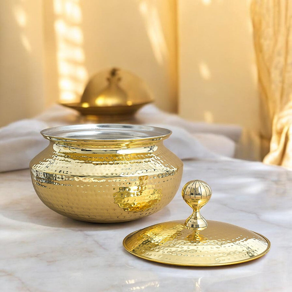 Handmade Brass Patili with Kalai (Tin) Coating Inside – Available in 1.7L, 2.7L, 3.4L & 4.9L