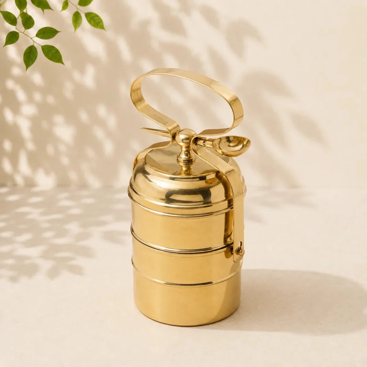 RoyalStuffs Brass 3 Tier Office Tiffin Lunch Box with Tin Lining – Portable Brass Lunch Carrier