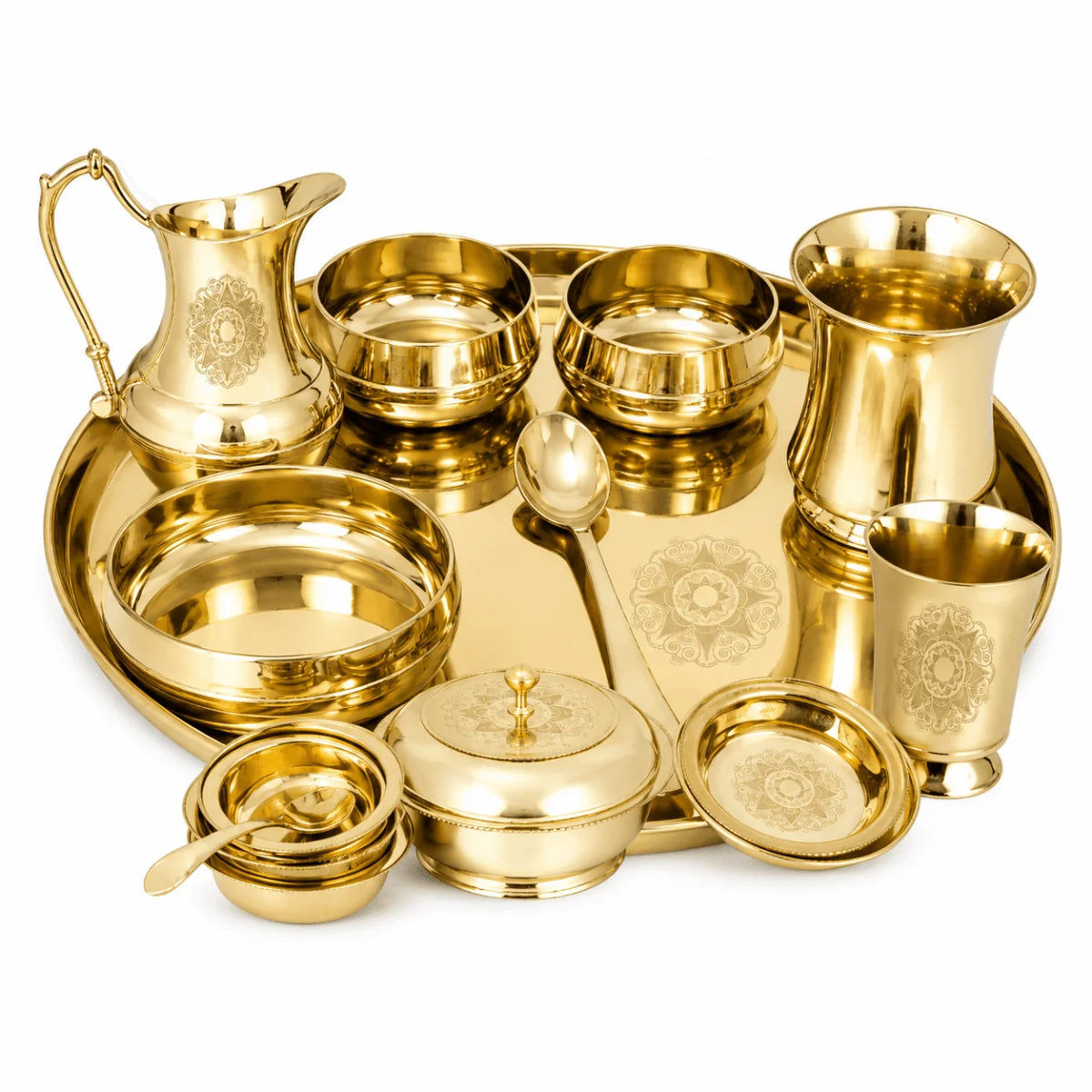 Brass 51 Pcs Laser Design Dinner Set – Premium Handcrafted Tableware