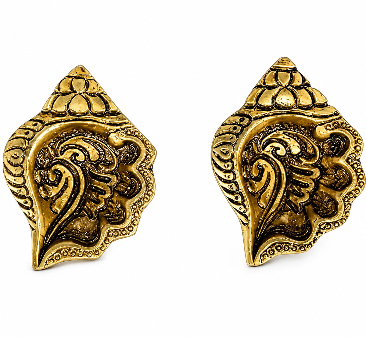 Set of 2 Brass Diya for Puja Table Decorative Showpiece Brass Gold Finish Oil Lamp – 400 Gram