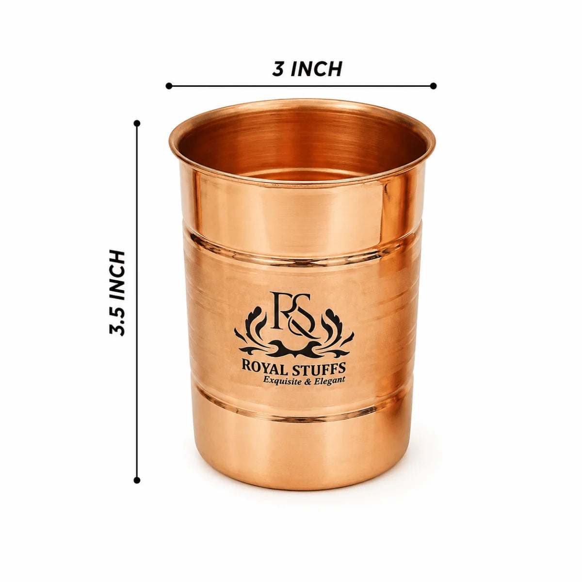 Pure Copper Glass Tumbler Set of 6 – Handmade Drinkware Tableware Collection