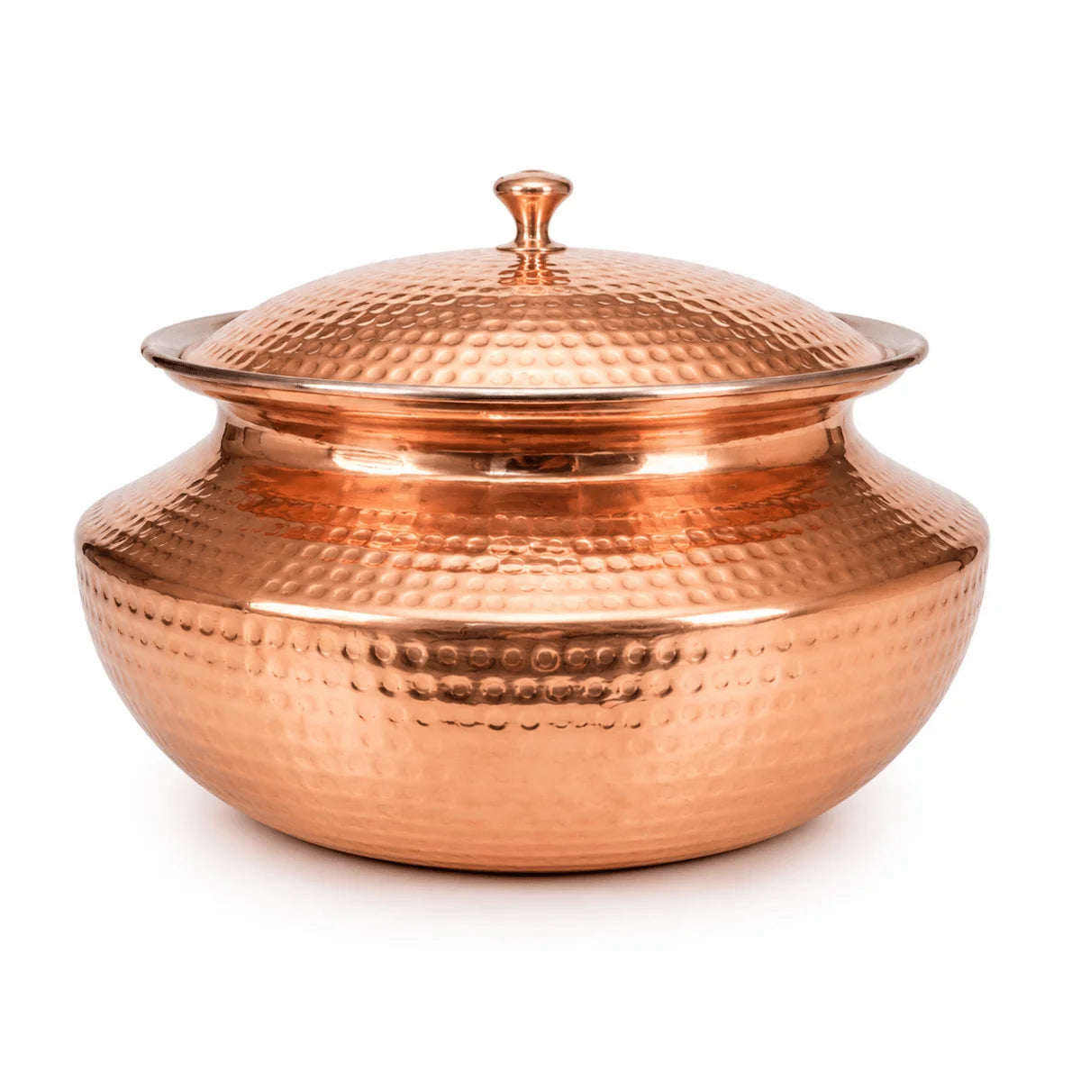 Hammered Copper Handi with Tin Lining – Traditional Degchi Cooking Pot with Lid (9000 ML)