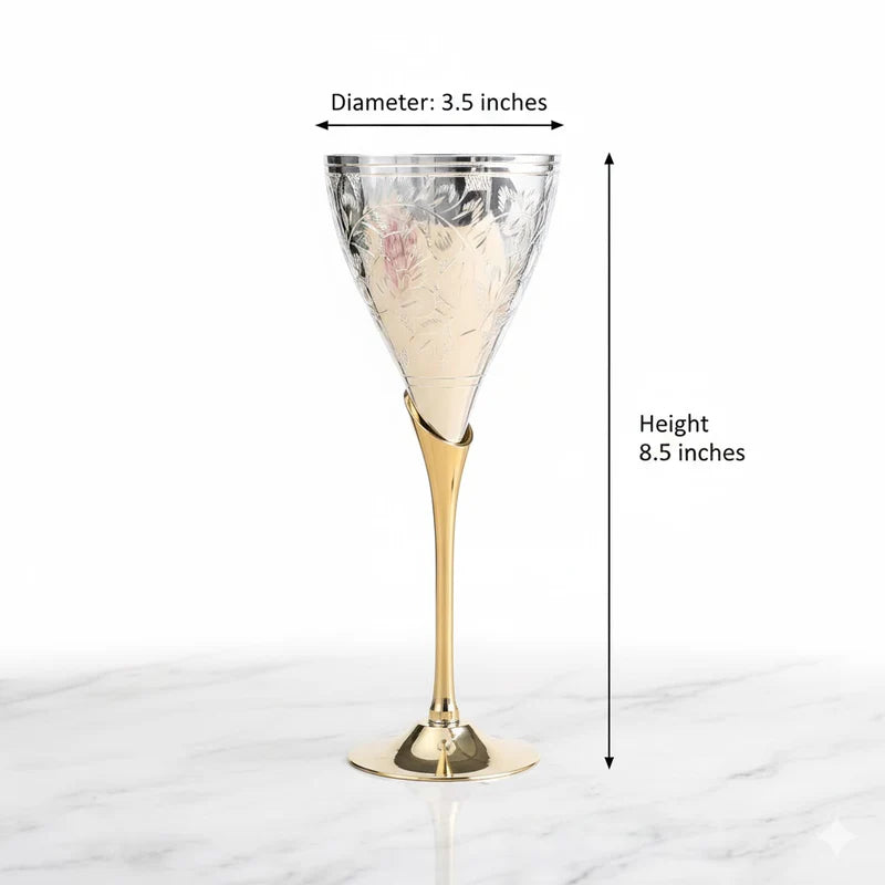 Royal Handcrafted Brass Wine Glasses – Set of 2 Luxury Stem Drinkware
