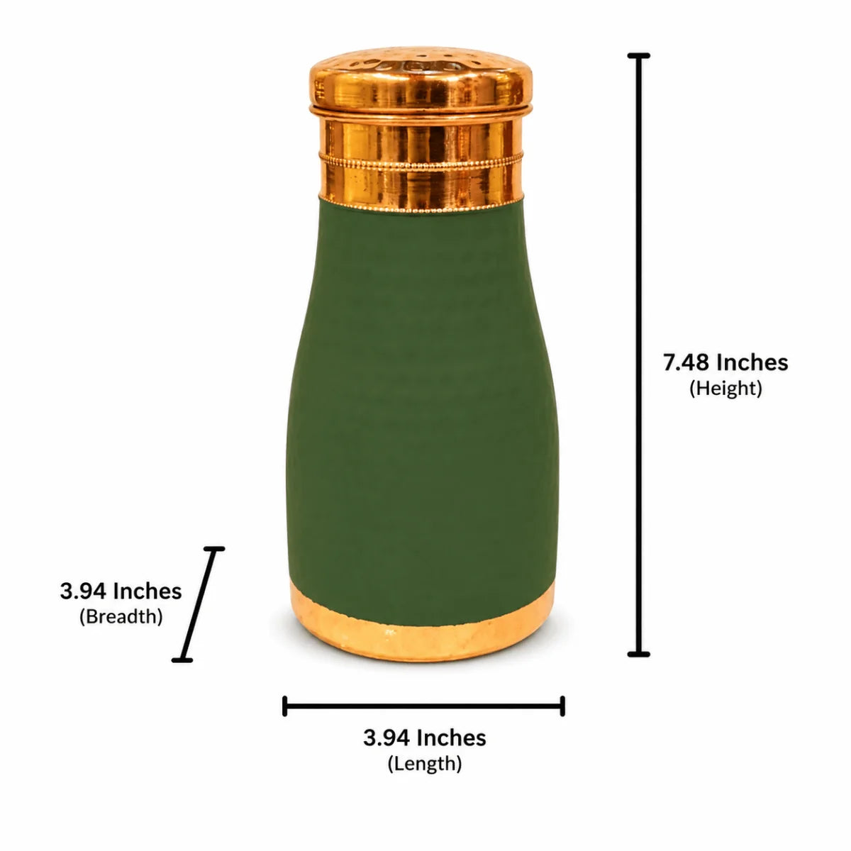 RoyalStuffs Hammered Velvet Touch Copper Bedside Carafe with Inbuilt Glass – 1 Litre