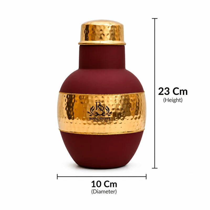 Pure Copper Hammered Bedside Water Carafe Set – Leak Proof Pitcher with Glass Lid (1200 ML)
