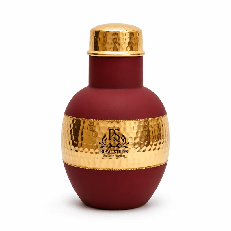 Pure Copper Hammered Bedside Water Carafe Set – Leak Proof Pitcher with Glass Lid (1200 ML)