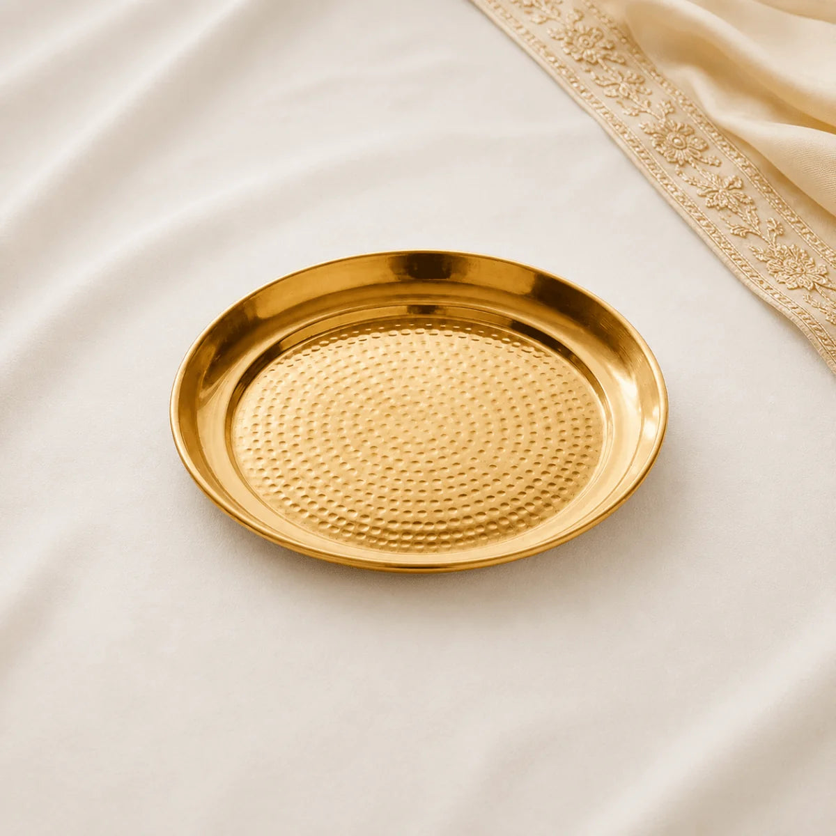 Handcrafted Hammered Brass Plate / Thali – 10.5 & 11.5 Inch | RoyalStuffs