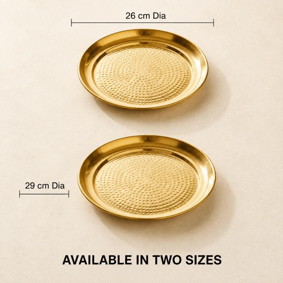 Handcrafted Hammered Brass Plate / Thali – 10.5 & 11.5 Inch | RoyalStuffs