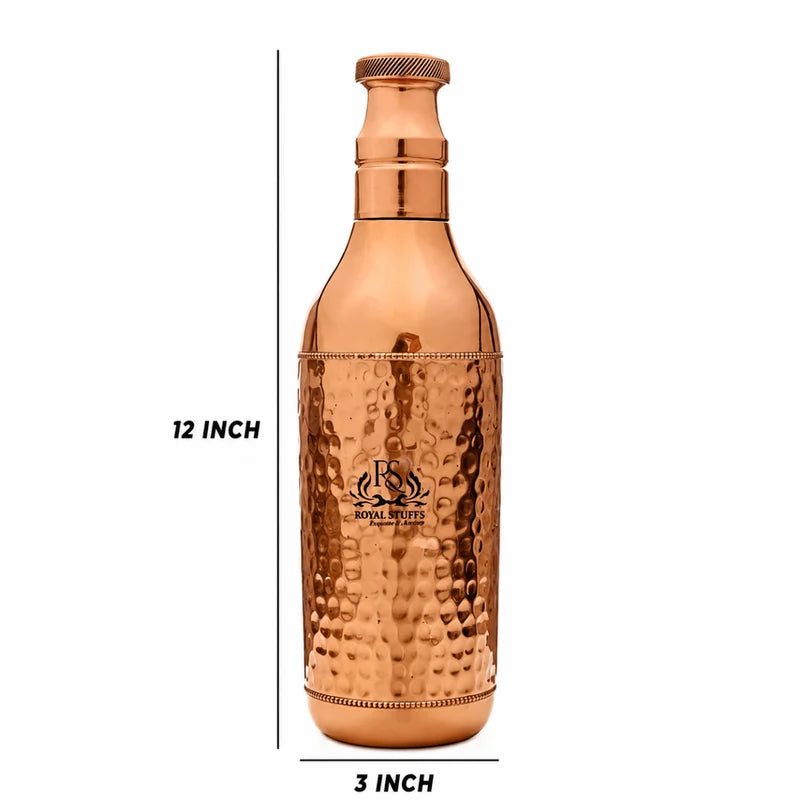 ROYAL HANDCRAFTED COPPER WATER BOTTLE – CHAMPAGNE SHAPE (1200 ML)