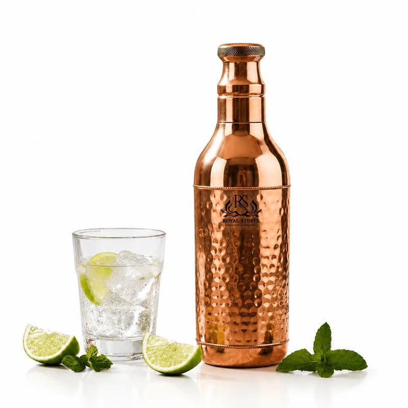 ROYAL HANDCRAFTED COPPER WATER BOTTLE – CHAMPAGNE SHAPE (1200 ML)