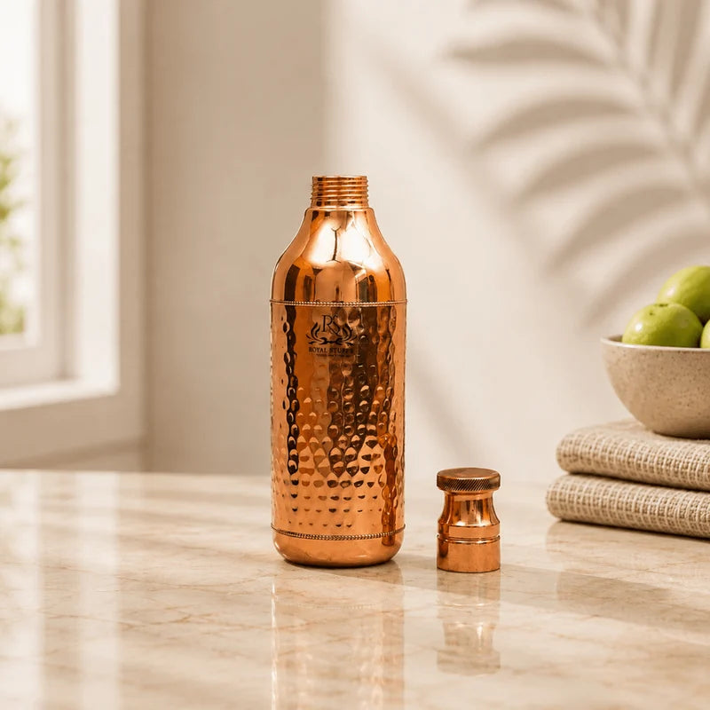 ROYAL HANDCRAFTED COPPER WATER BOTTLE – CHAMPAGNE SHAPE (1200 ML)