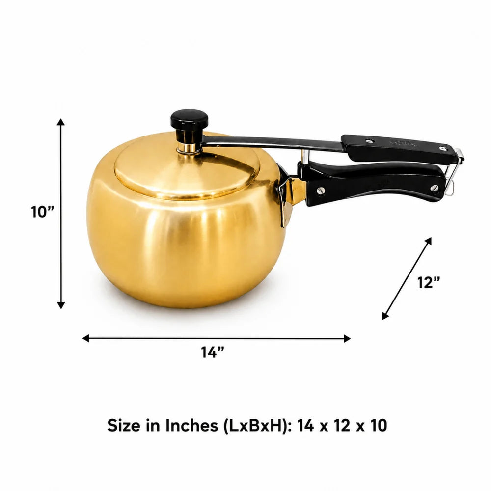 Handmade Brass Pressure Cooker with Kalai (Tin) Coating Inside – 2L, 3L & 5L