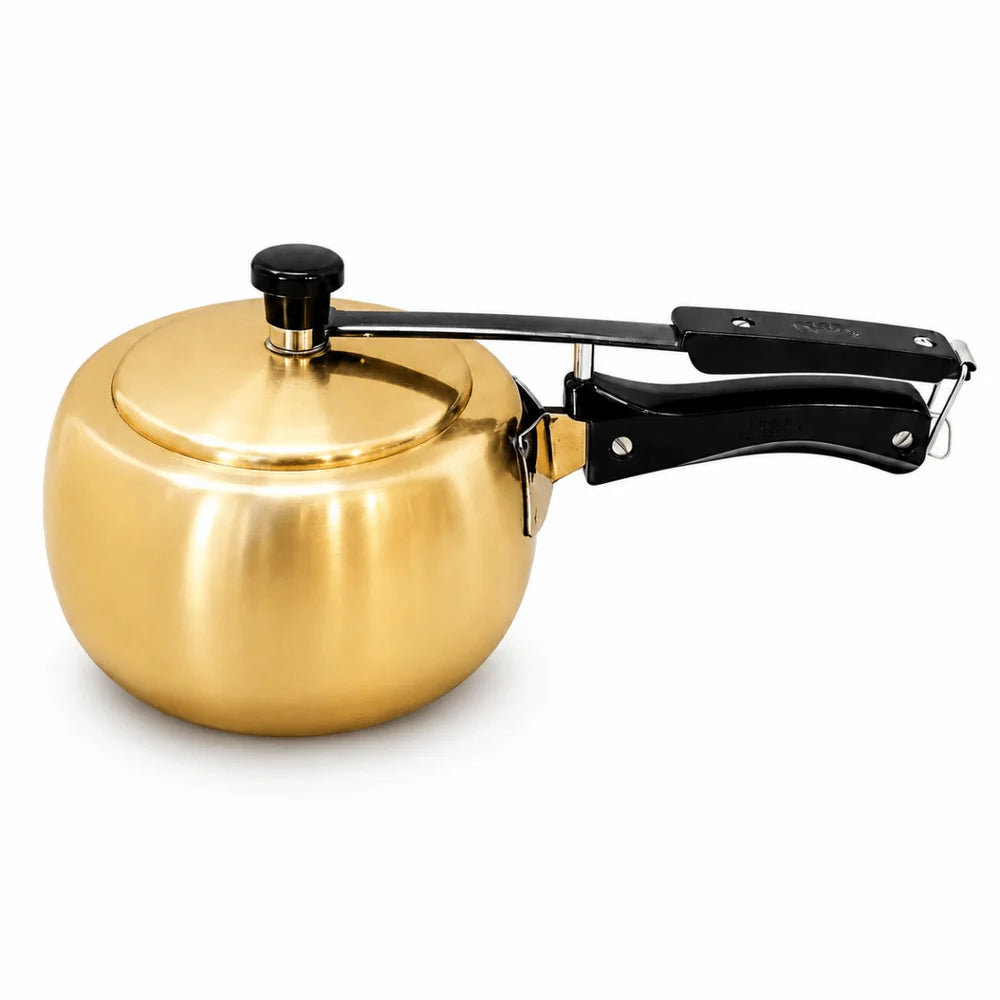 Handmade Brass Pressure Cooker with Kalai (Tin) Coating Inside – 2L, 3L & 5L
