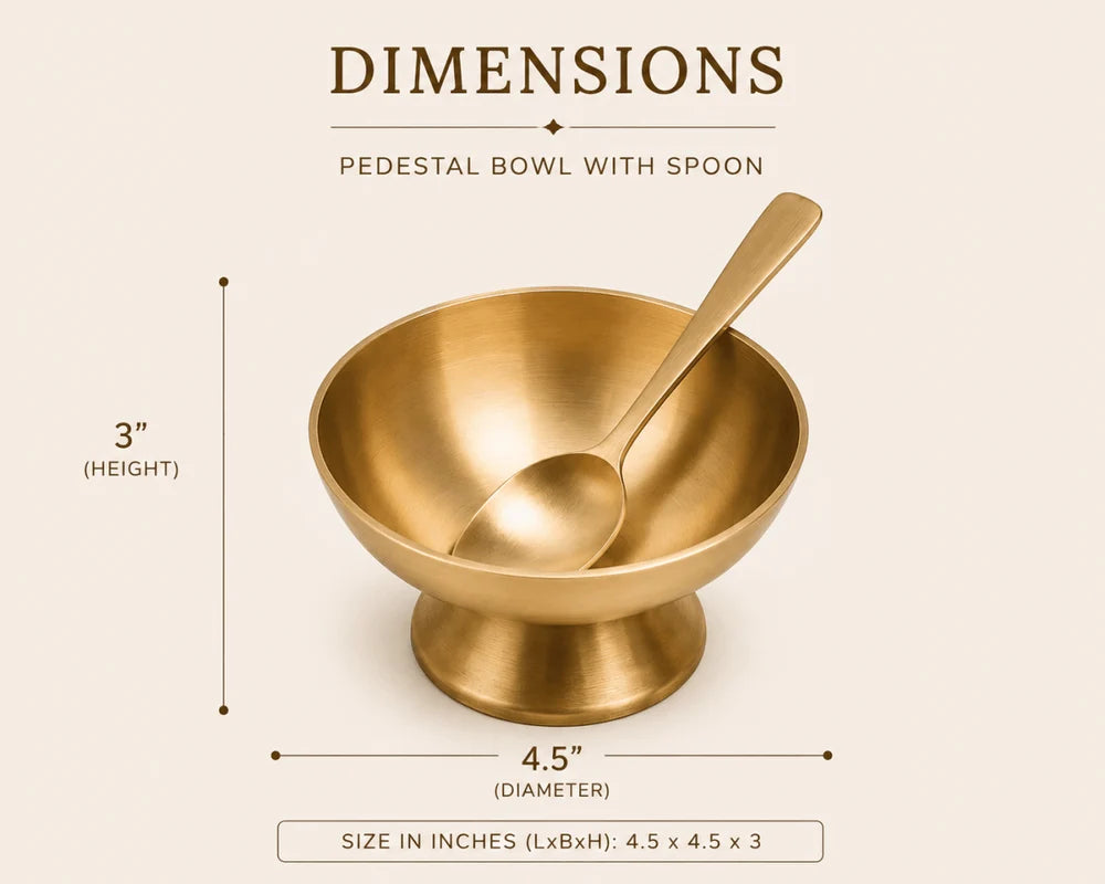 Handmade Pure Kansa Ice Cream Cup with Spoon Matt | Set of 2 | Traditional Bronze Dessert Bowl
