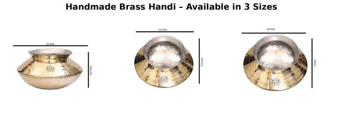 Handmade Brass Handi with Tin Lining – Traditional Heavy Bottom Cooking Pot