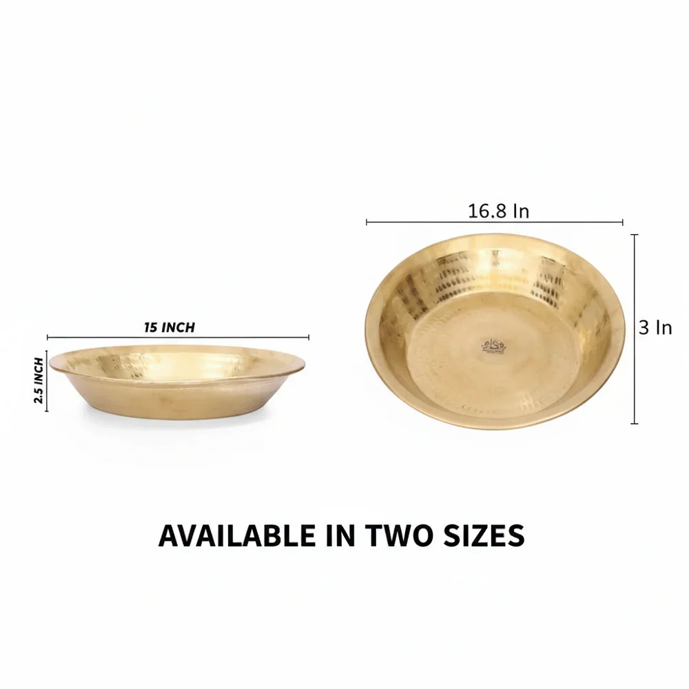 Handcrafted Hammered Brass Paraat – Traditional Dough Kneading Plate