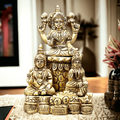 Brass Lord Kubera with Goddess Lakshmi and Riddhi Idol – Handmade Sacred Murti