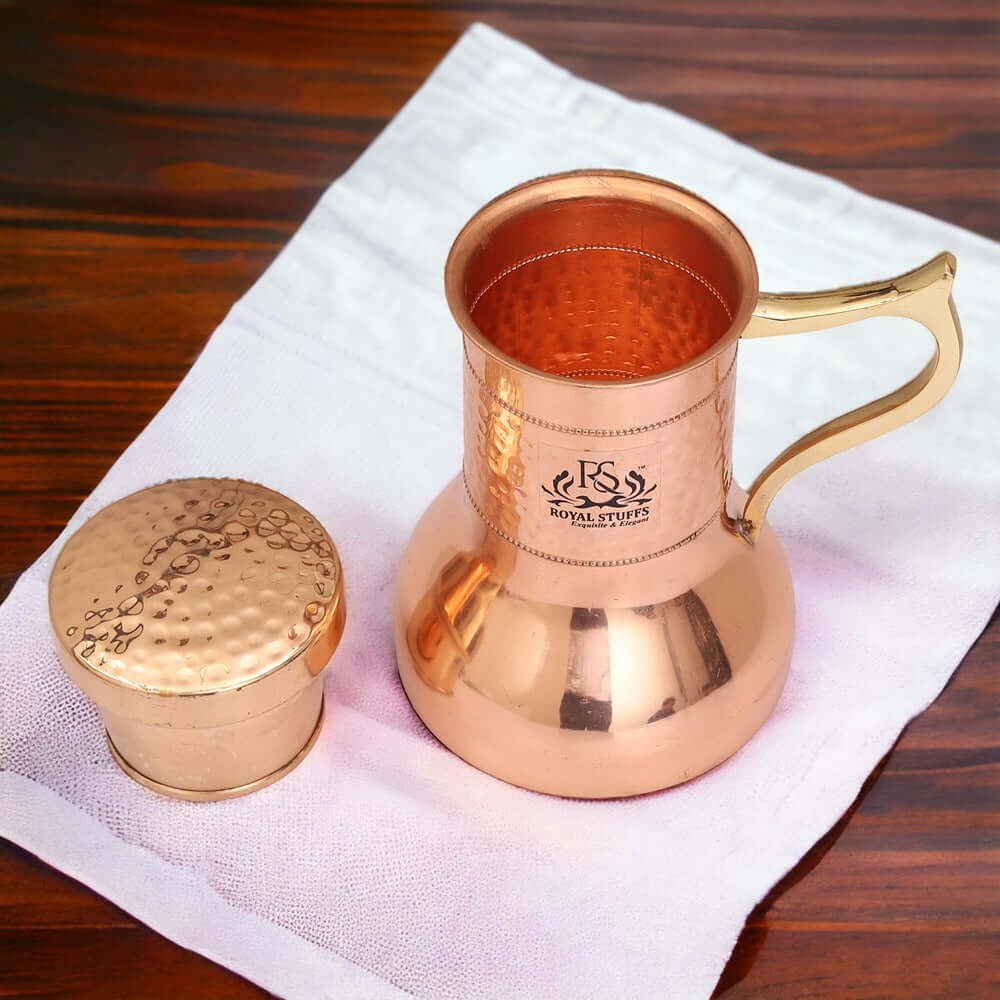 Pure Copper Water Jug with Glass Set 1000 ML – Lily Pot Design
