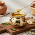 Pure Brass Ghee Pot with Lid and Spoon – Traditional Oil Container (250 ML)