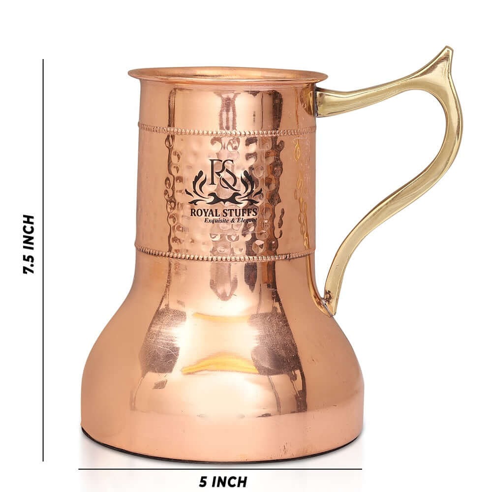 Pure Copper Water Jug with Glass Set 1000 ML – Lily Pot Design