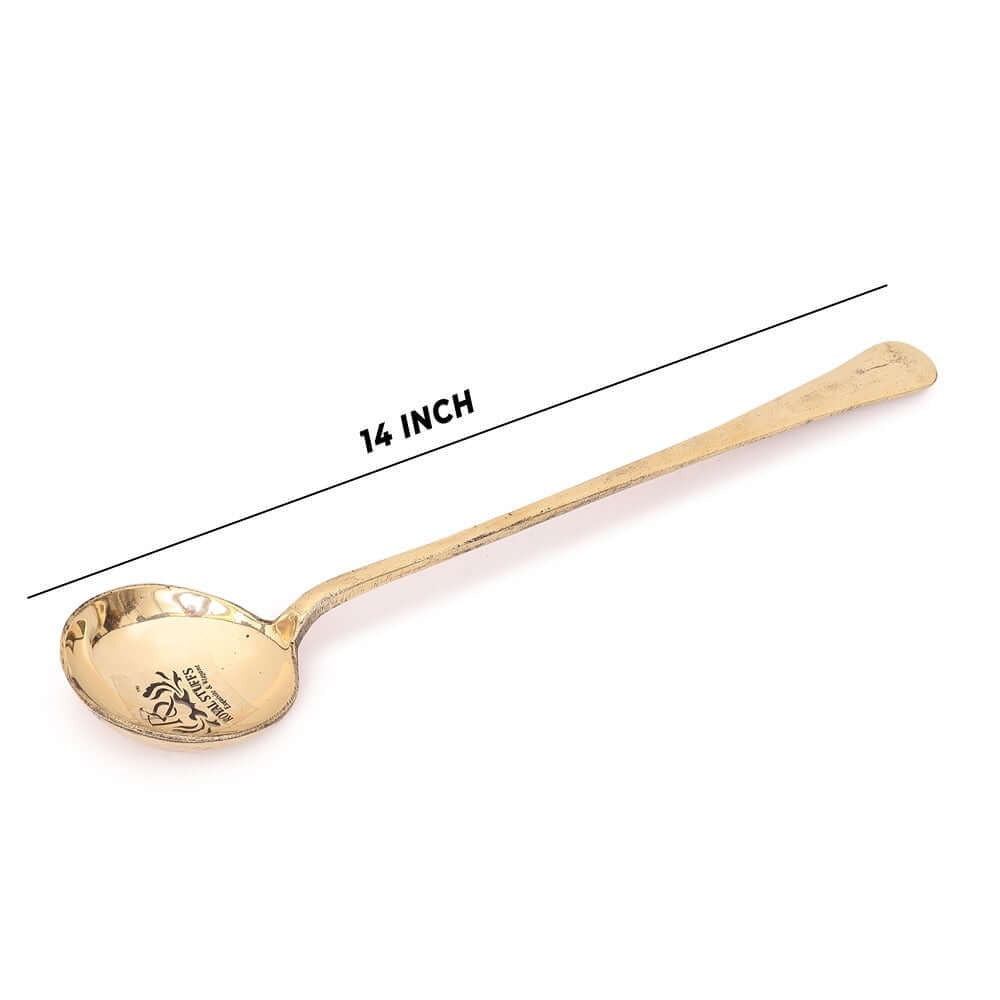 Heavy Brass Ladle Spoon 14 Inch – Long Handle Cooking & Serving Spoon