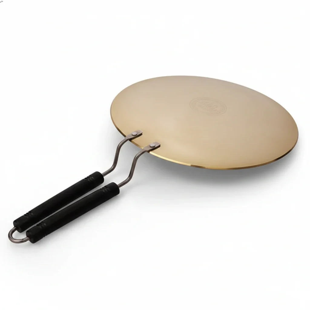 Heavy Brass Tawa for Roti, Chapati & Naan – Double Handle Flat Griddle