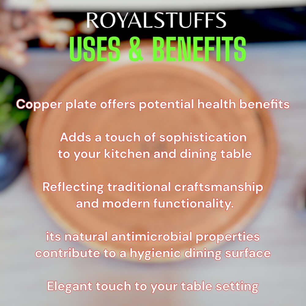 Handmade Pure Copper Plate 12 Inch – Embossed Round Serving & Dining Plate