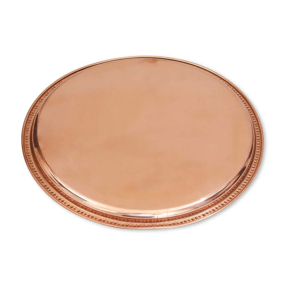 Handmade Pure Copper Plate 12 Inch – Embossed Round Serving & Dining Plate