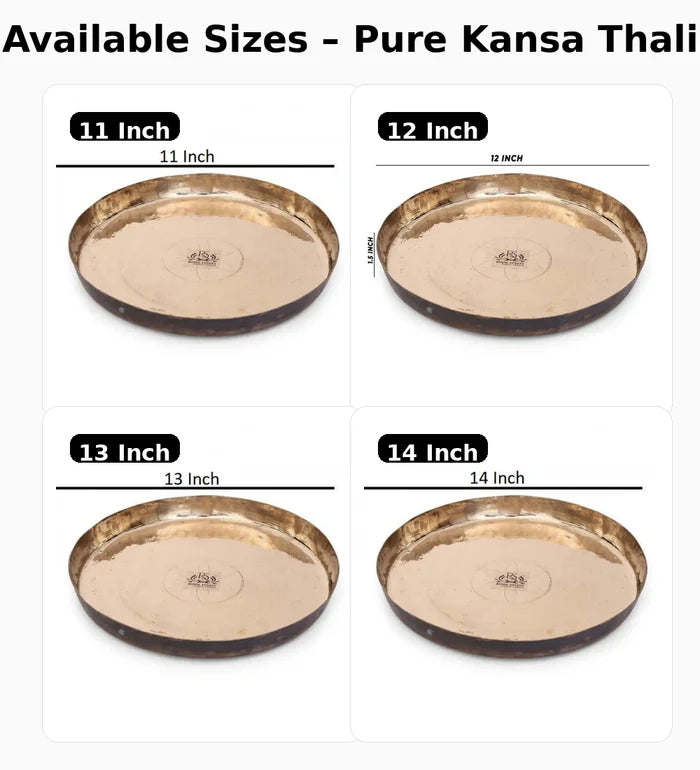 Pure Kansa Bronze Handmade Dinner Plate Thali – 80:20 Certified Bronze Dining Plate