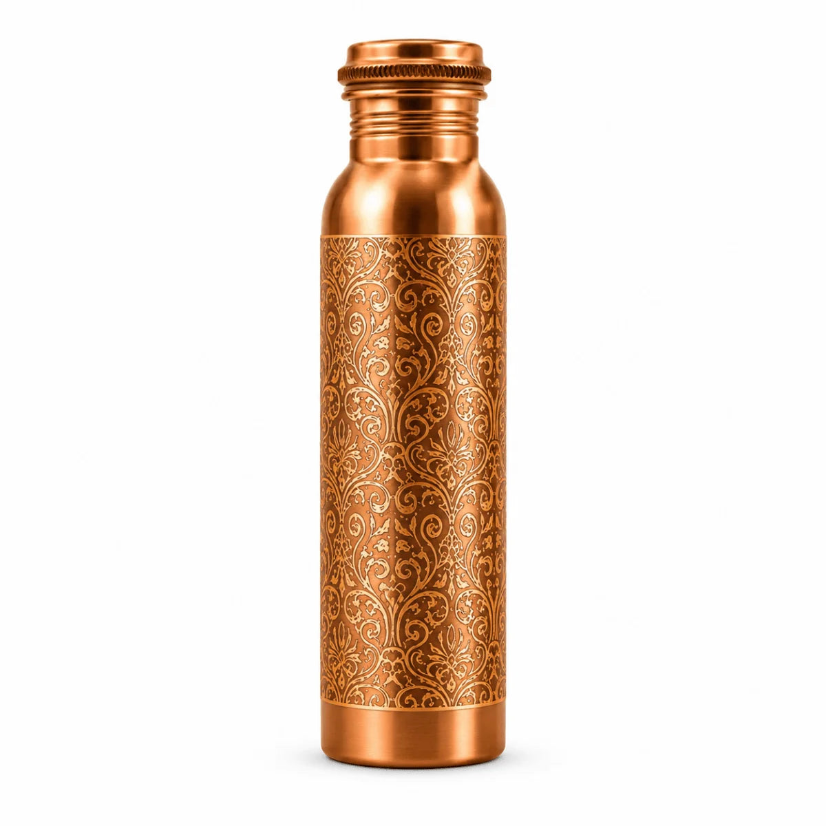RoyalStuffs Laser Etching Antique Pure Copper Water Bottle – 1 Litre Engraved Copper Bottle