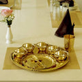 Maharaja 10 Pcs Brass Dinner Set – Etched Gold Pital Dinnerware