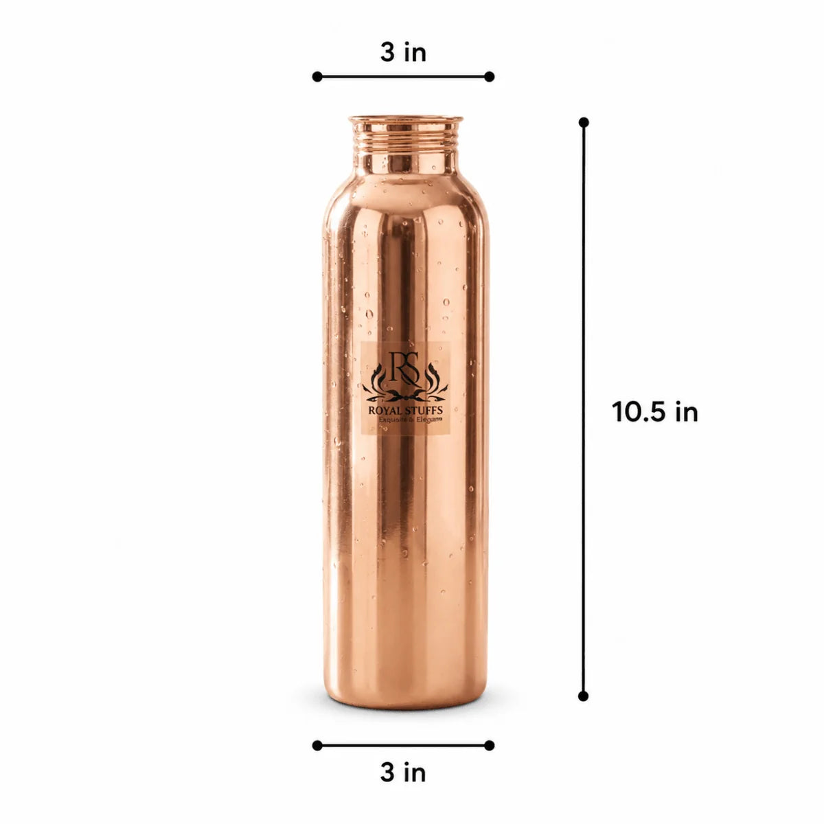 Royal Plain Shine Copper Water Bottle – 900 ml | Pure Copper, Minimal Design