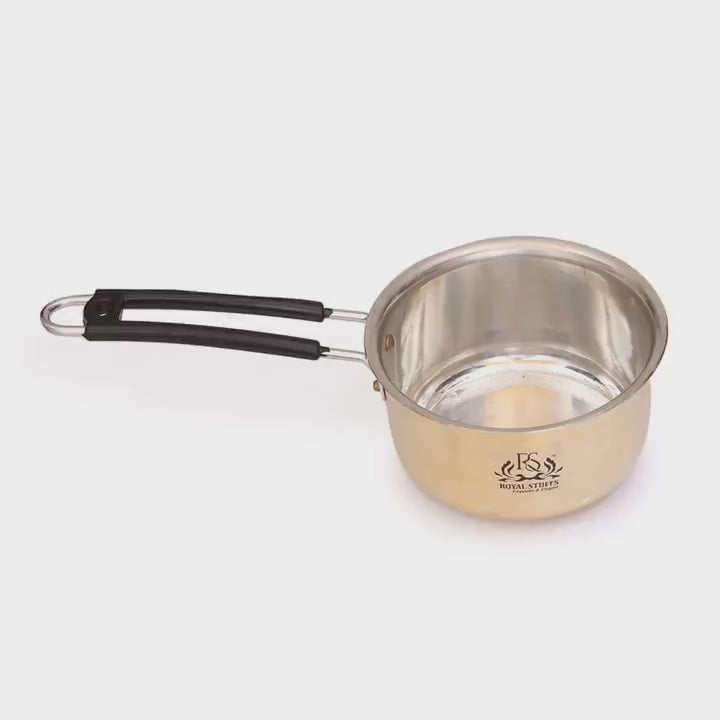 Brass Sauce Pan Tapeli with Tin Coating – Milk & Tea Cooking Pot (Multiple Sizes)