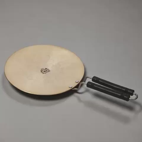 Heavy Brass Tawa for Roti, Chapati & Naan – Double Handle Flat Griddle