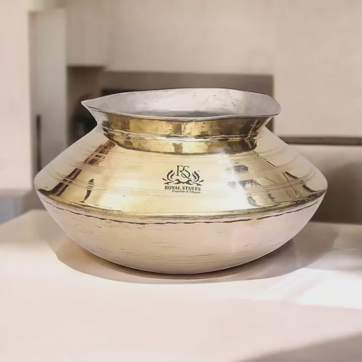Handmade Brass Handi with Tin Lining – Traditional Heavy Bottom Cooking Pot