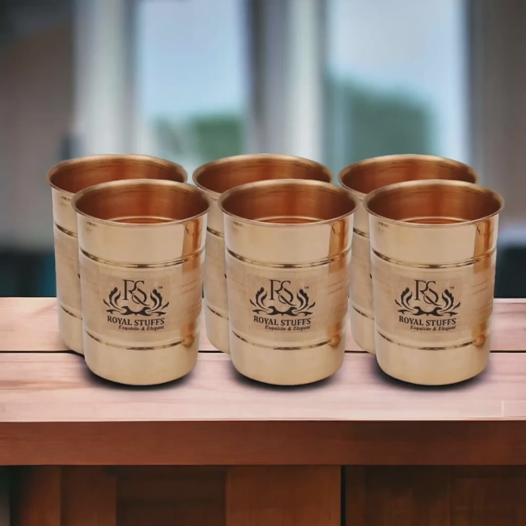 Pure Copper Glass Tumbler Set of 6 – Handmade Drinkware Tableware Collection