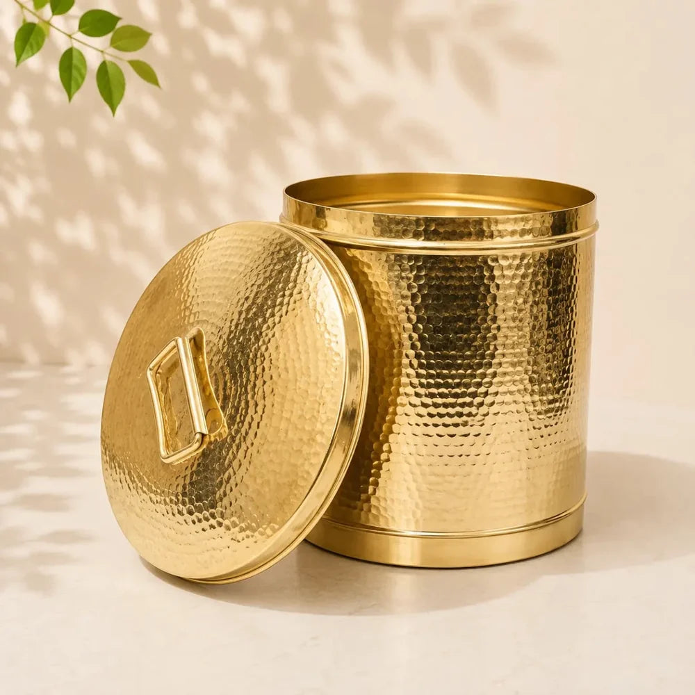 Pure Brass Storage Pawali Traditional Container Brass Container Brass Storage Box (set of 3)