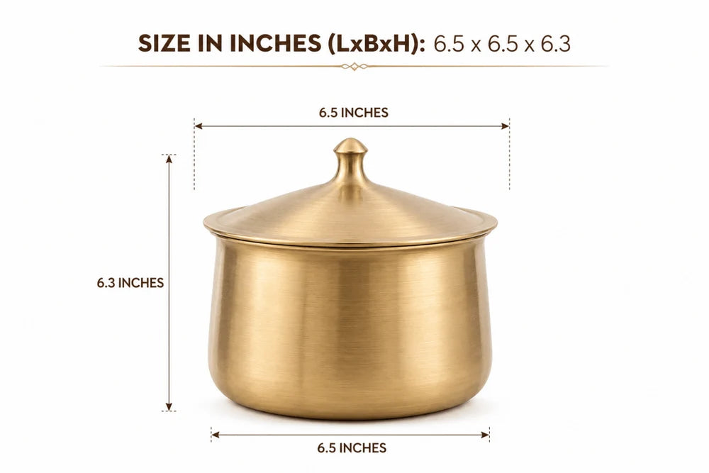 Pure Kansa Handi – Deep Traditional Serving Bowl Set with Lid & Ladle | Handmade Bronze Handi