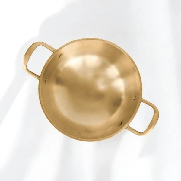 Pure Kansa Kadai with Broad Handles | Handmade Bronze Kadhai for Traditional Cooking