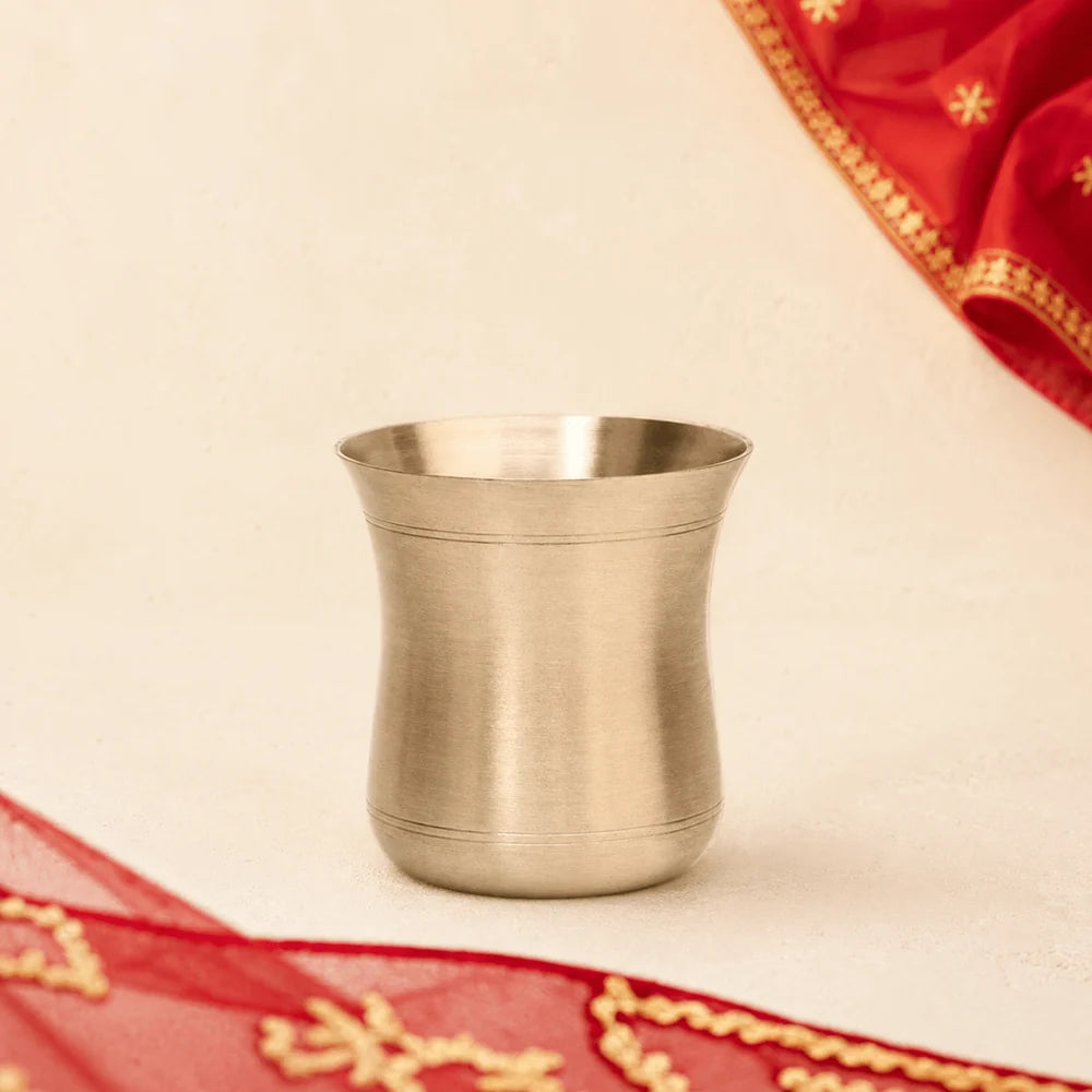 Pure Kansa Thali Set – 6 Piece | Curved Design Bronze