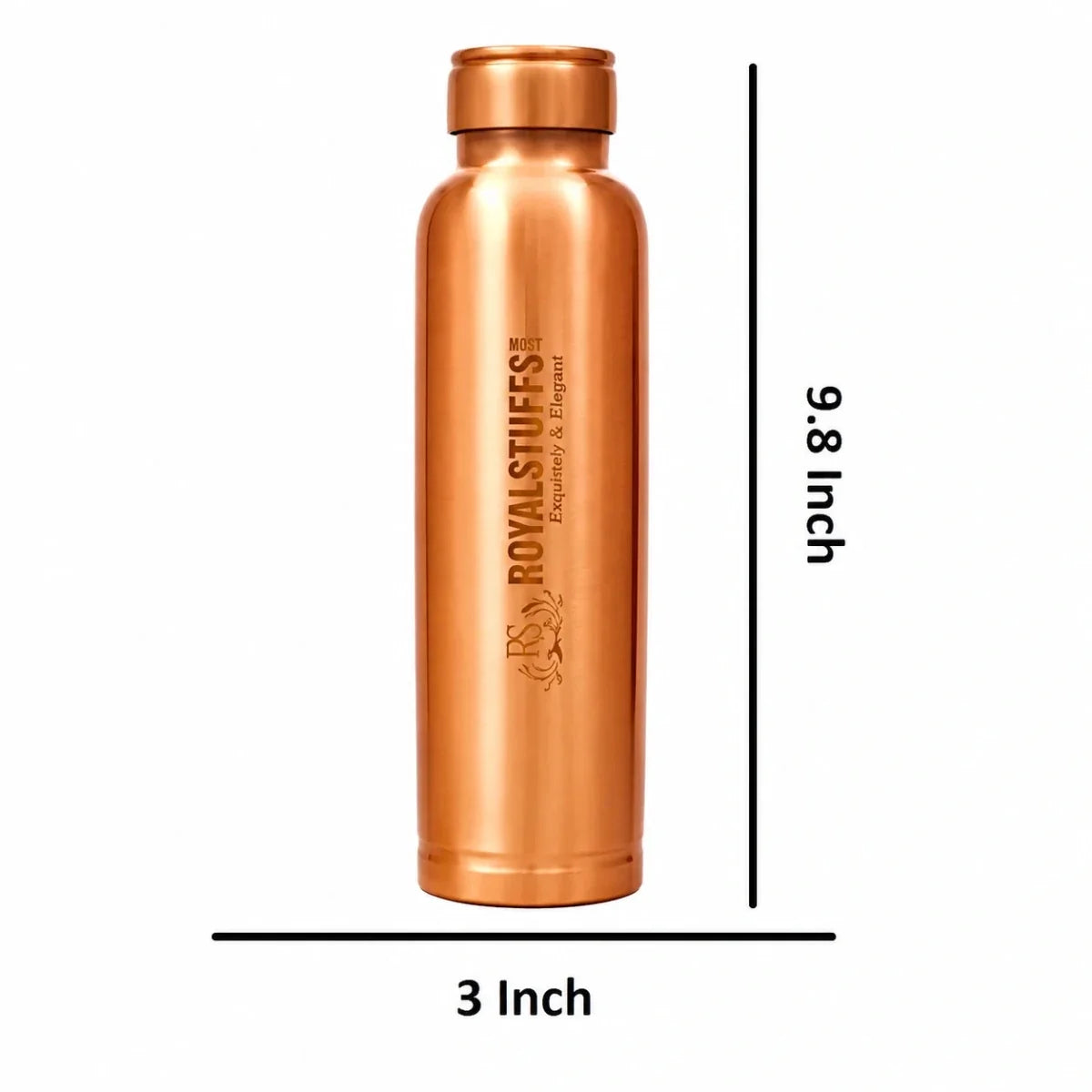 RoyalStuffs Copper Water Bottle Set – 4 Pure Copper Bottles with 8 Hammered Tumblers (900 ML)