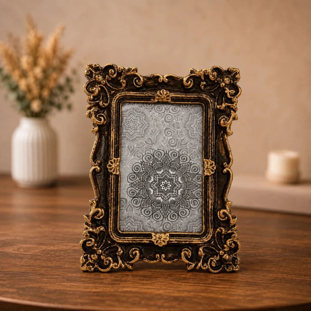 ROYALSTUFFS Antique Metal Photo Frame – 6×8 inch, Brown Antique