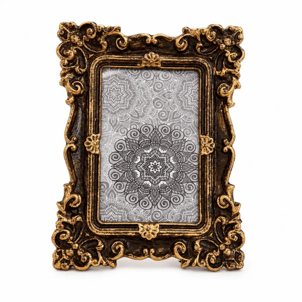 ROYALSTUFFS Antique Metal Photo Frame – 6×8 inch, Brown Antique