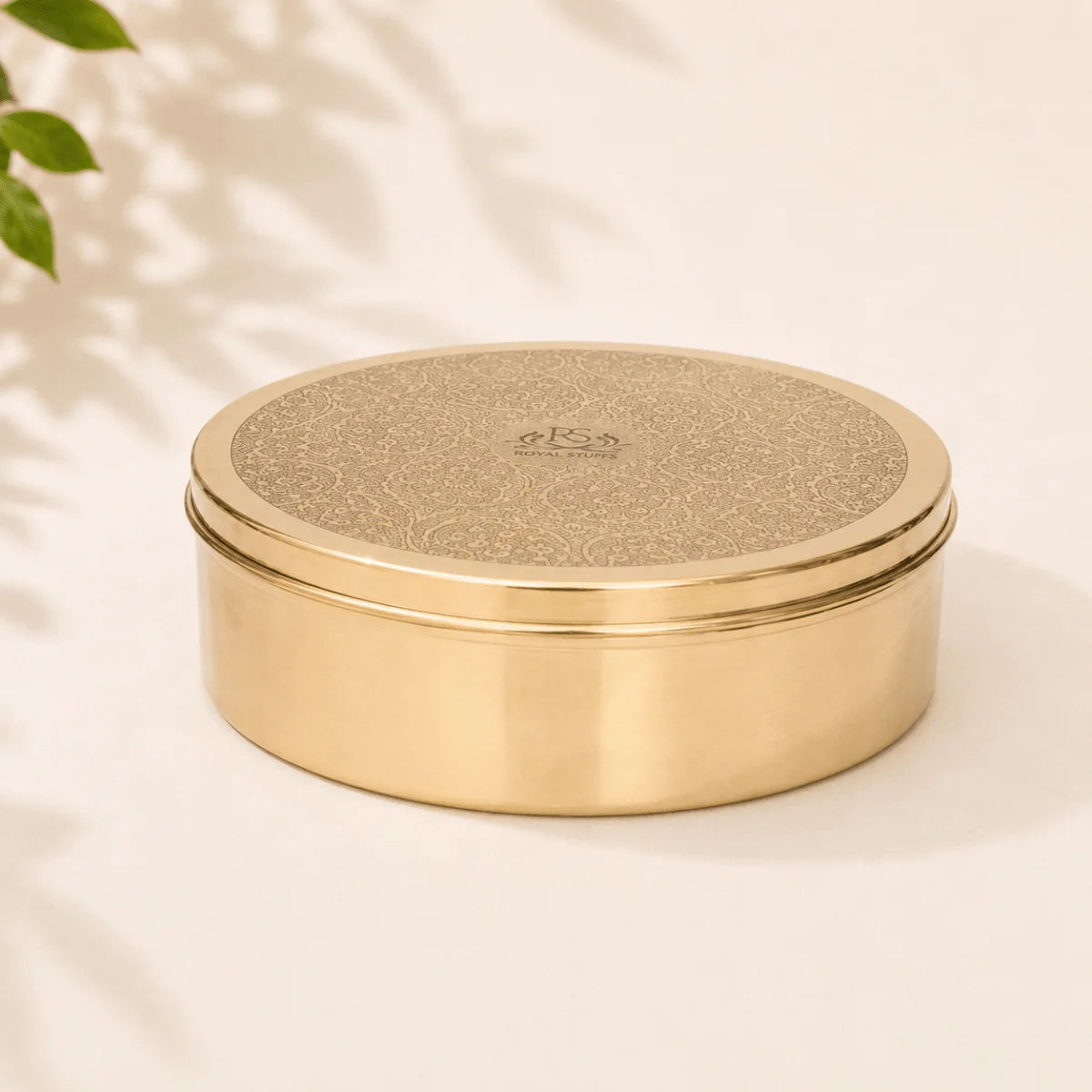 Pure Brass Chapati Box with Lid – Handmade Puri Storage Container (8 Inch)