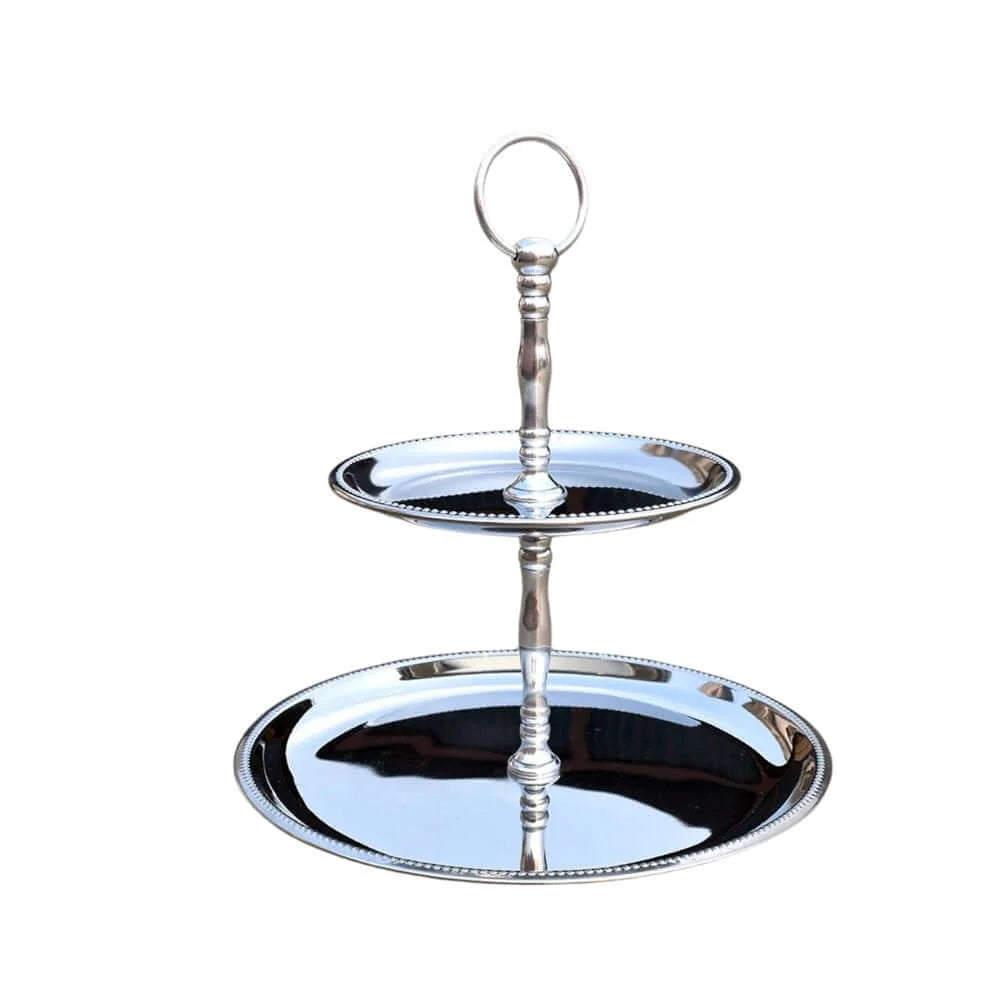 ROYALSTUFFS Cake Stand/Serving Platter for Home and Bakery Stainless Steel Cake Server (Silver, Pack of 1)