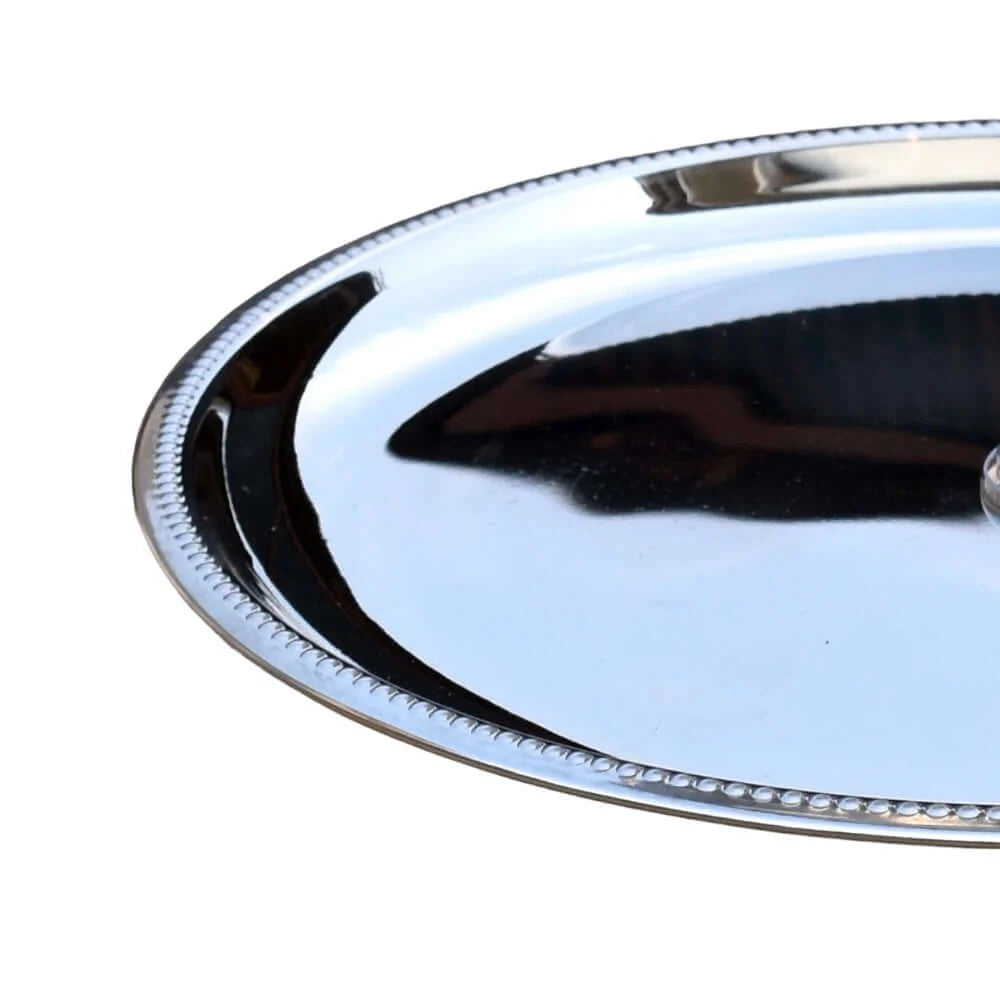 ROYALSTUFFS Cake Stand/Serving Platter for Home and Bakery Stainless Steel Cake Server (Silver, Pack of 1)