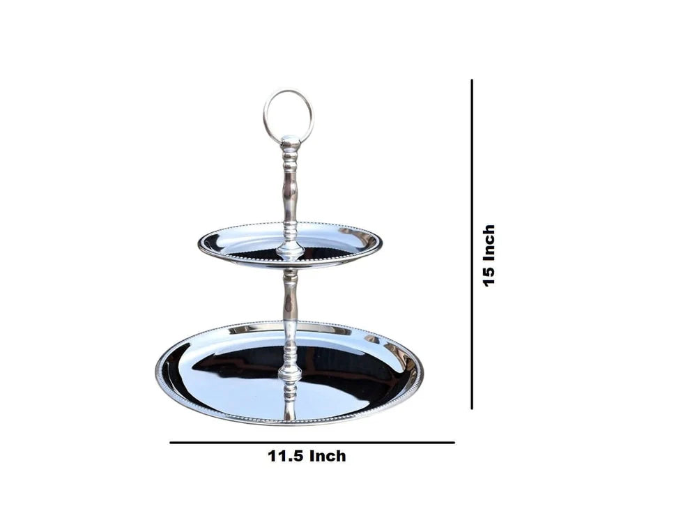 ROYALSTUFFS Cake Stand/Serving Platter for Home and Bakery Stainless Steel Cake Server (Silver, Pack of 1)